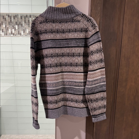 Sundance Zip Up Sweater in Gray and Brown Stripes - Picture 4 of 4